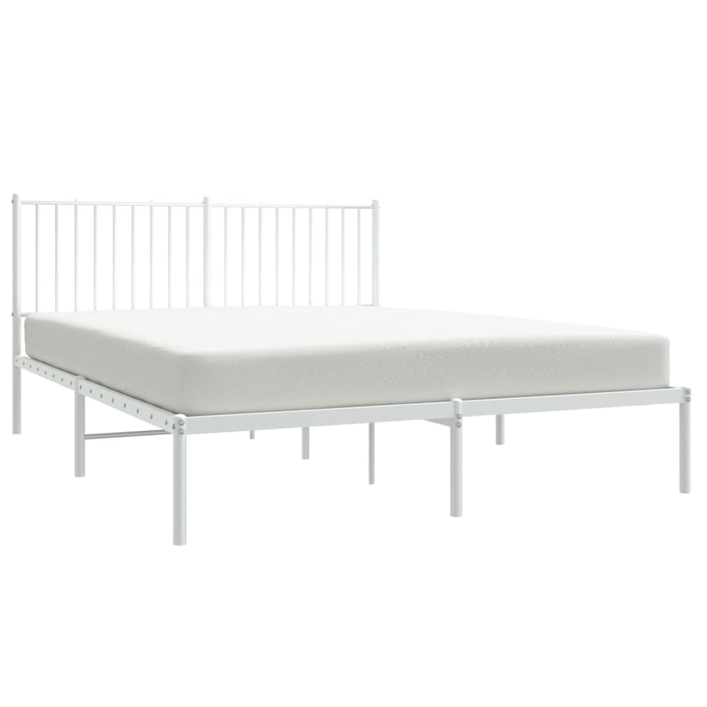 vidaXL Estructura de cama con cabecero metal blanca 160x200 cm