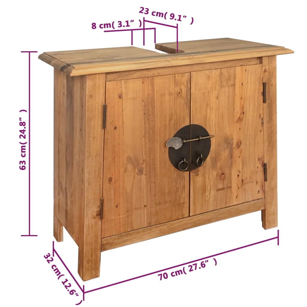 vidaXL Mueble de lavabo madera maciza de pino 70x32x63 cm