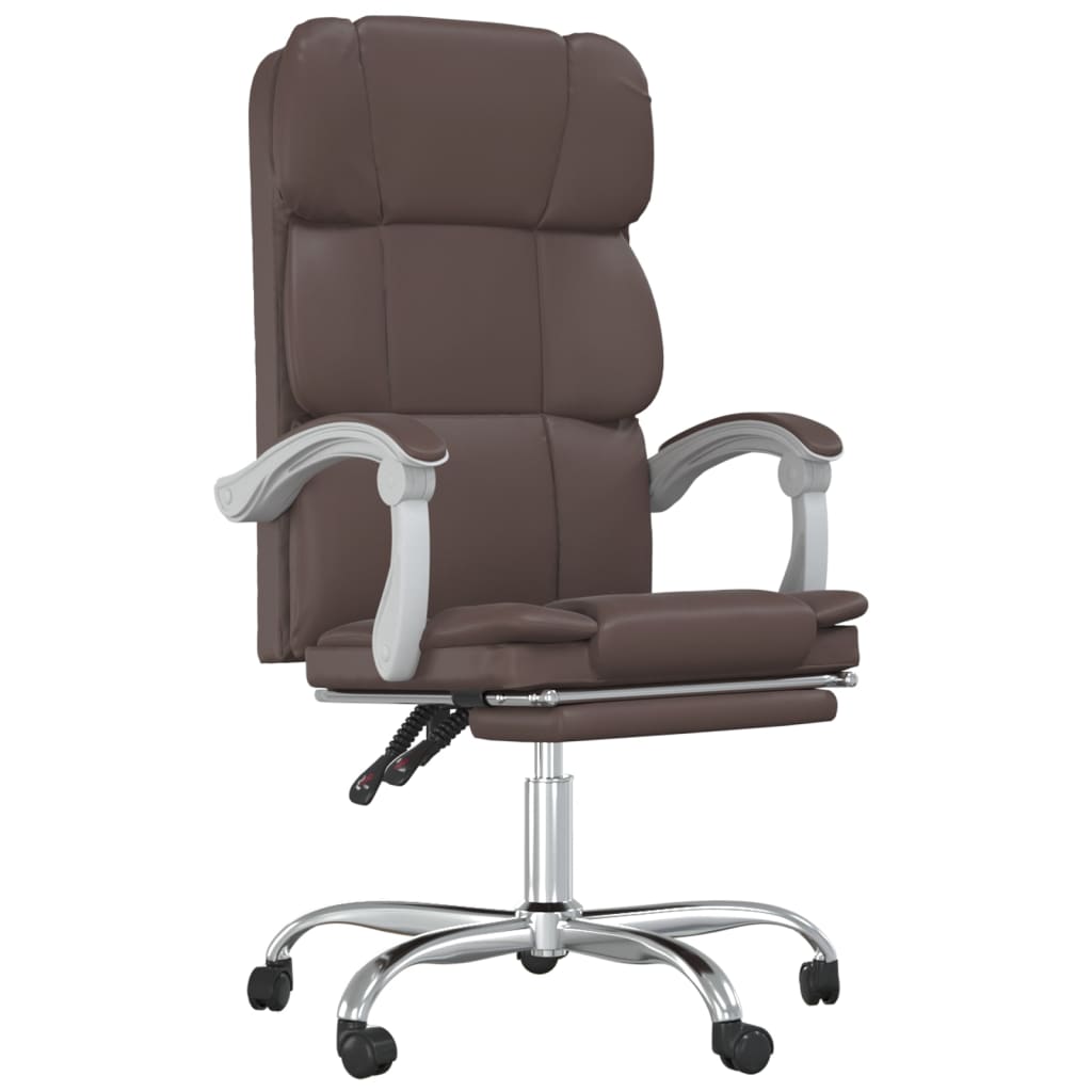 vidaXL Silla de oficina reclinable cuero sintético marrón