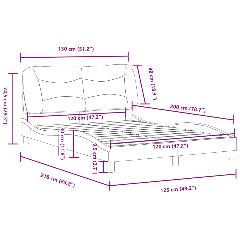 vidaXL Estructura de cama con cabecero cuero sintético gris 120x200cm