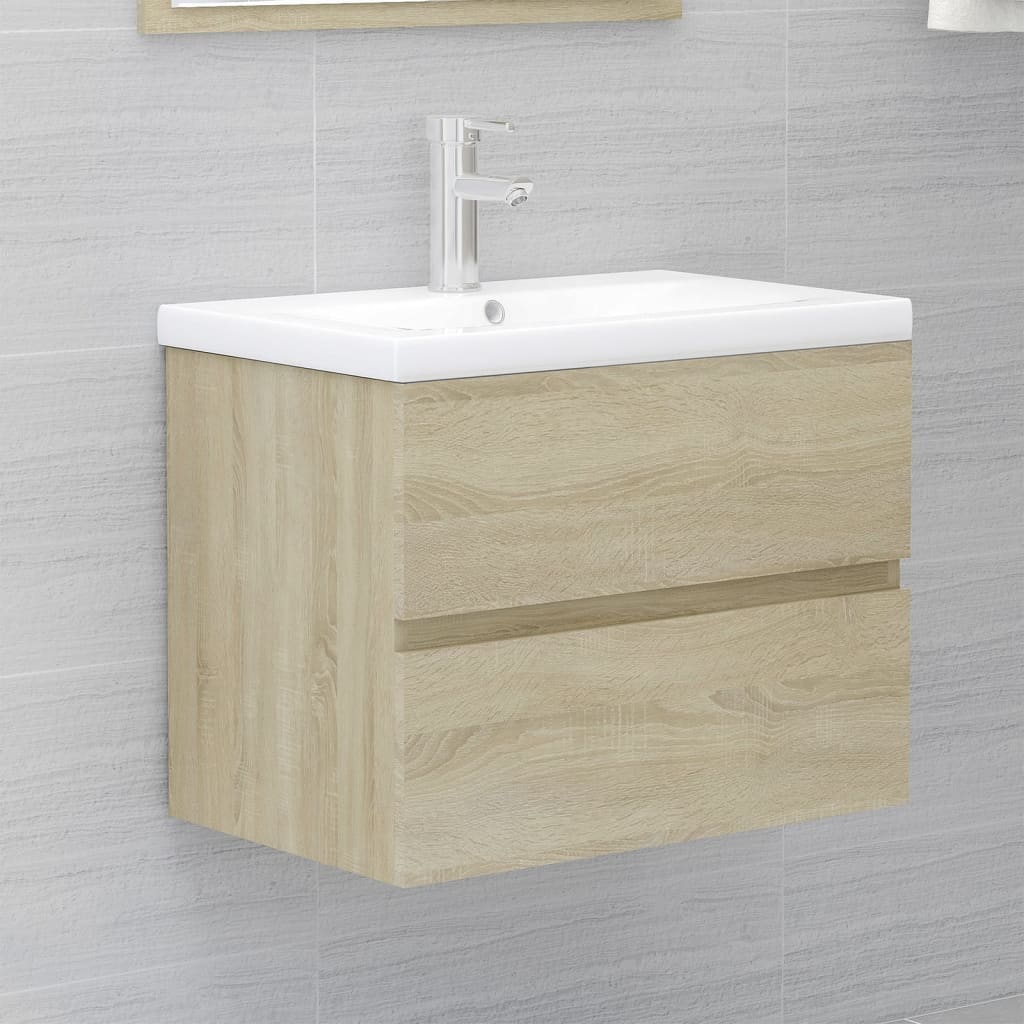 vidaXL Conjunto de muebles de baño madera contrachapada roble Sonoma