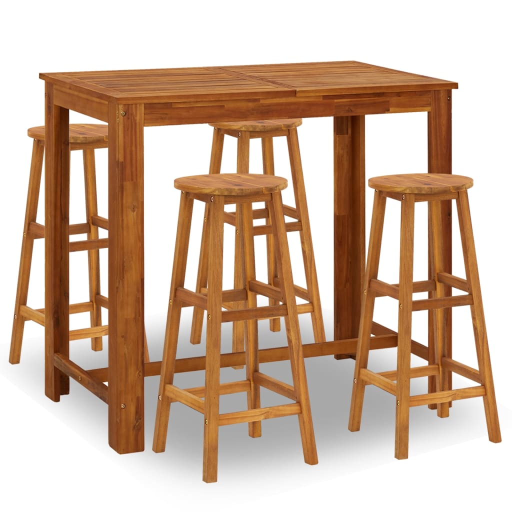 vidaXL Set de mesa y sillas de bar 5 piezas madera maciza de acacia