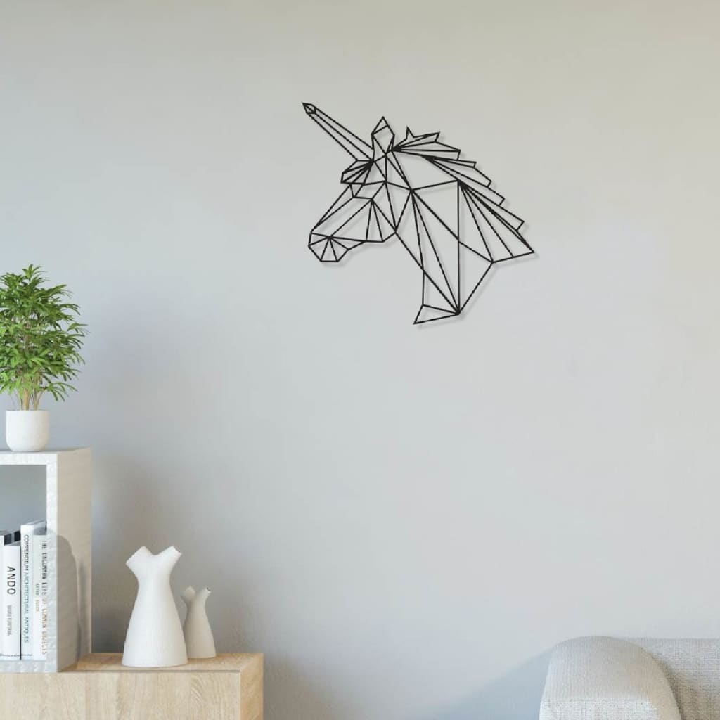 Homemania Adorno de pared Unicorn acero negro 53x50 cm