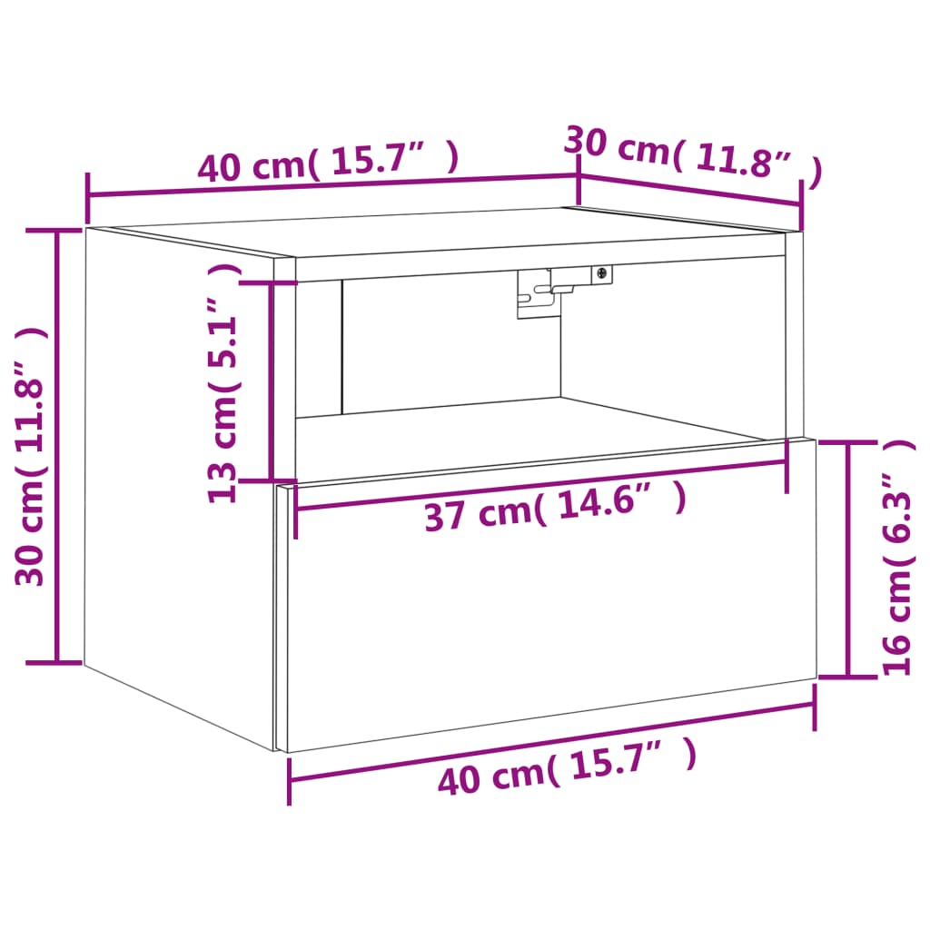 vidaXL Mueble de TV de pared madera de ingeniería blanco 40x30x30 cm