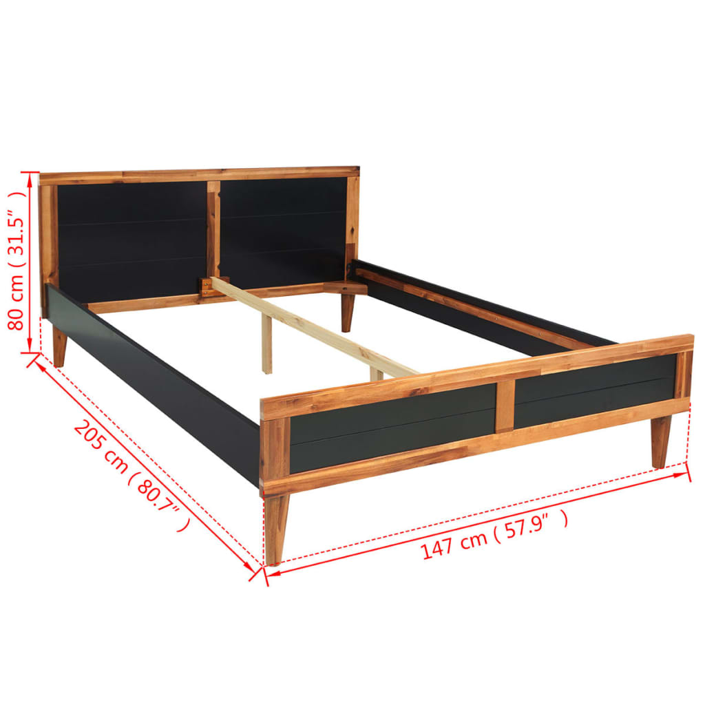 vidaXL Estructura de cama de madera maciza de acacia negra 140x200 cm