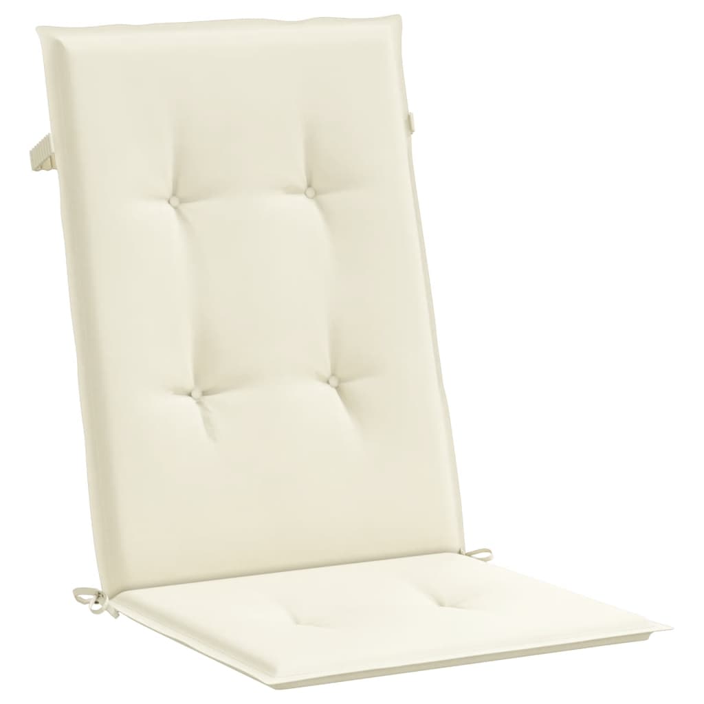 vidaXL Cojín silla de jardín respaldo alto 2 uds tela crema 120x50x3cm