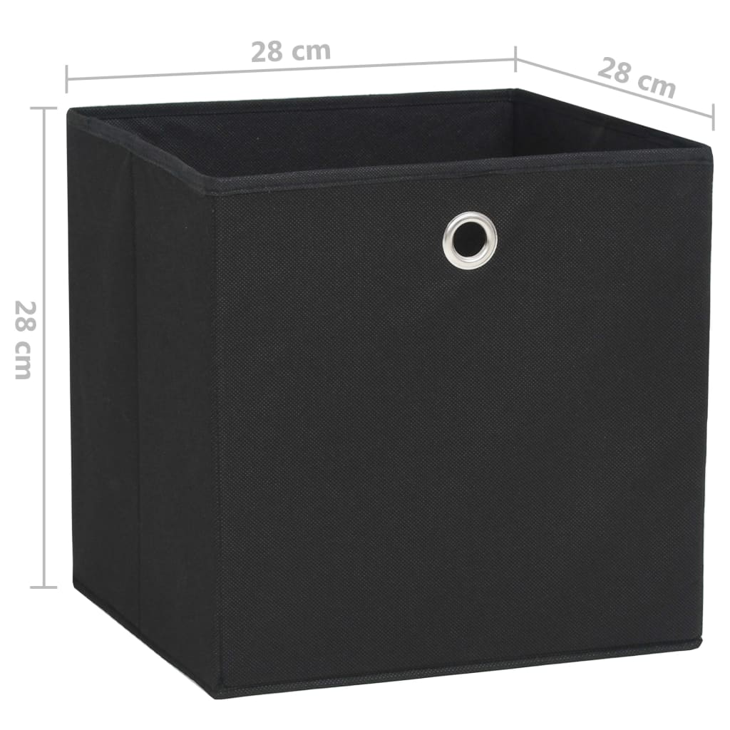 vidaXL Cajas de almacenaje 4 uds tela no tejida negro 28x28x28 cm