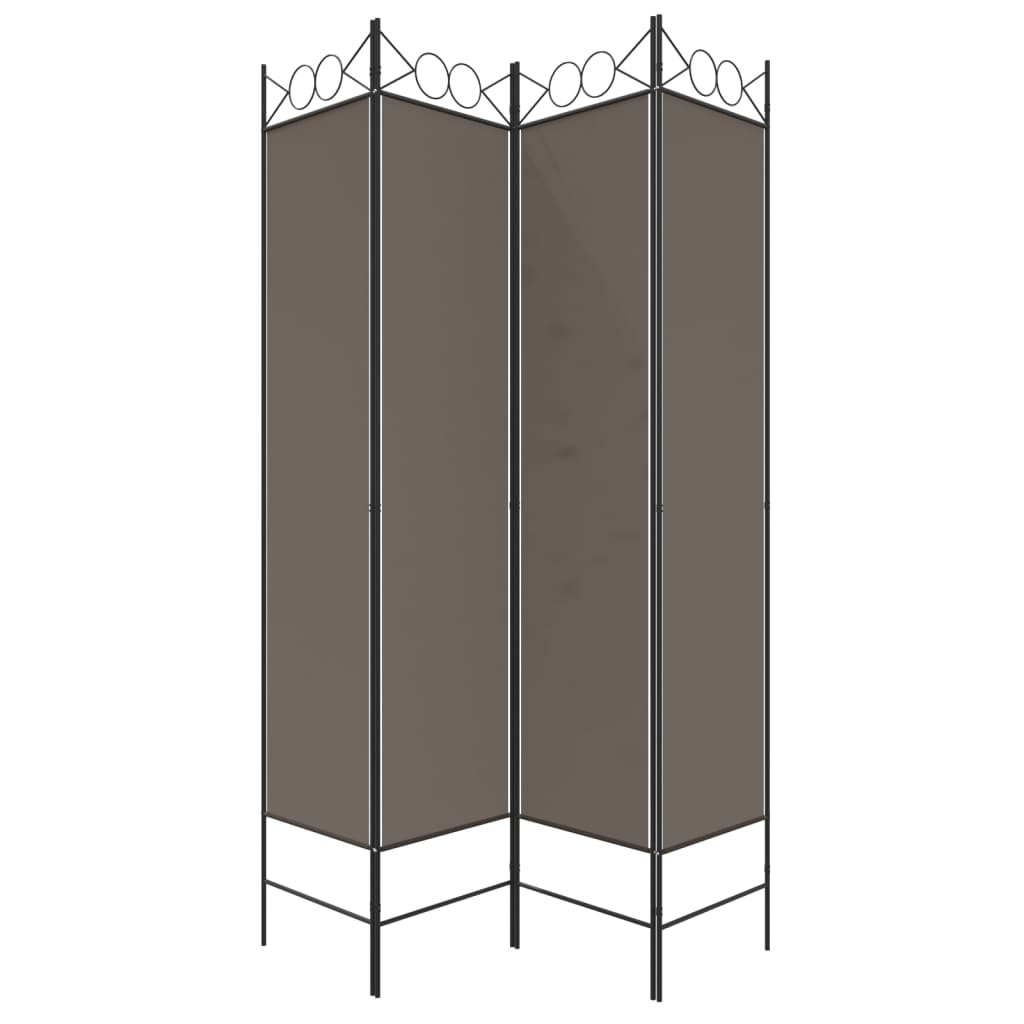 vidaXL Biombo divisor de 4 paneles de tela gris antracita 160x200 cm