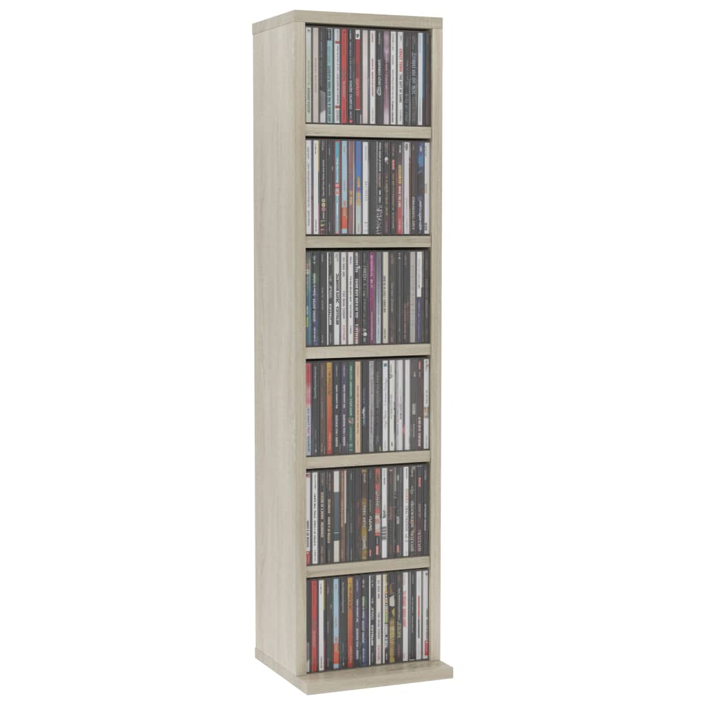 vidaXL Estantería para CDs madera contrachapada color roble 21x20x88cm