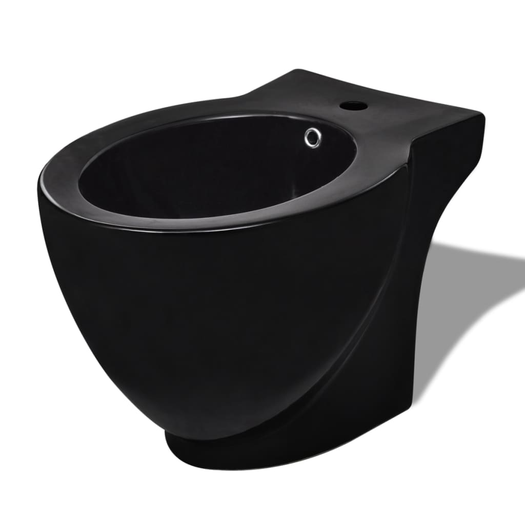 vidaXL Juego de váter WC y bidé de cerámica negro