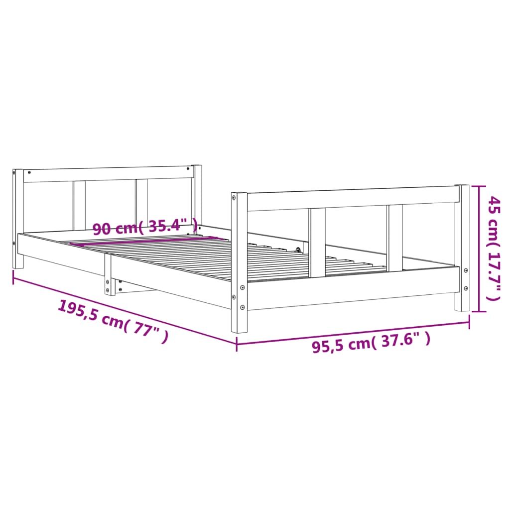 vidaXL Estructura de cama para niños madera de pino blanco 90x190 cm