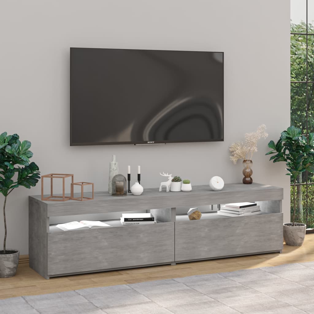 vidaXL Muebles de TV con luces LED 2 unidades gris hormigón 75x35x40cm