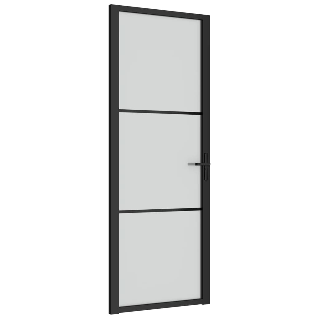 vidaXL Puerta interior de vidrio y aluminio negro mate 76x201,5 cm