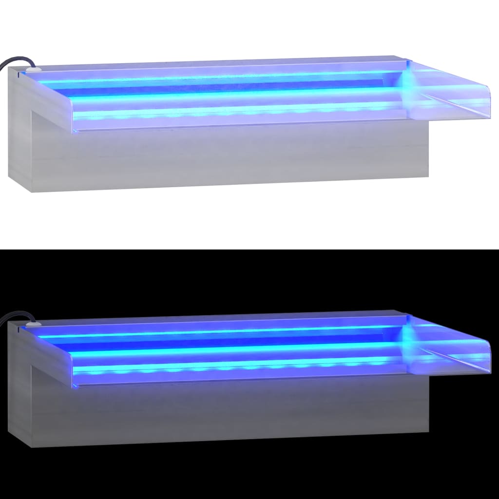 vidaXL Fuente cascada con LED RGB acero inoxidable 30 cm