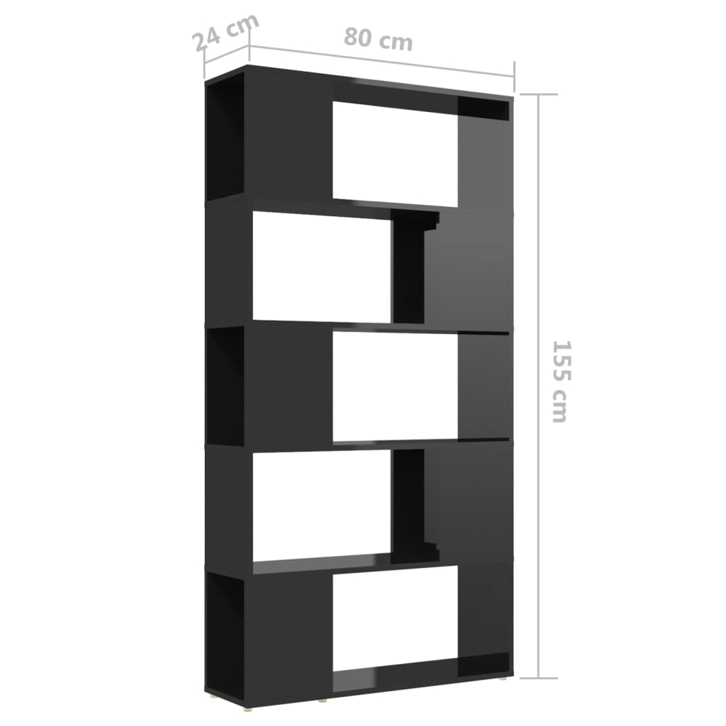 vidaXL Estantería/divisor espacio contrachapada negro 80x24x155 cm