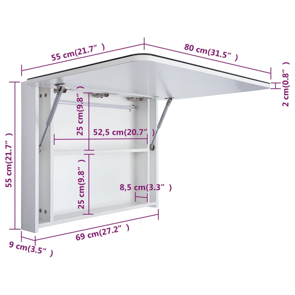 vidaXL Mueble de baño con espejo LED 80x9,5x55 cm