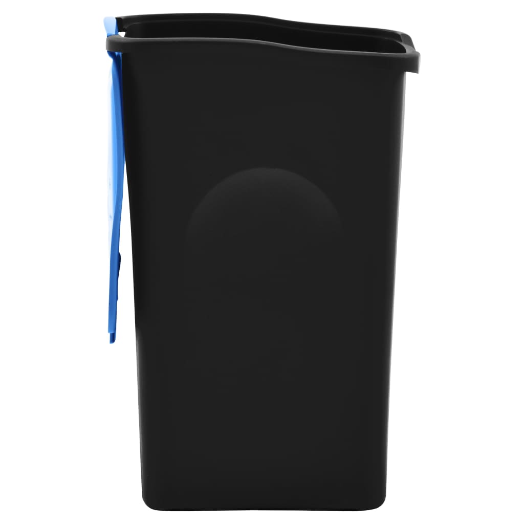 vidaXL Cubo de basura con tapa de bisagra 50 L negro y azul
