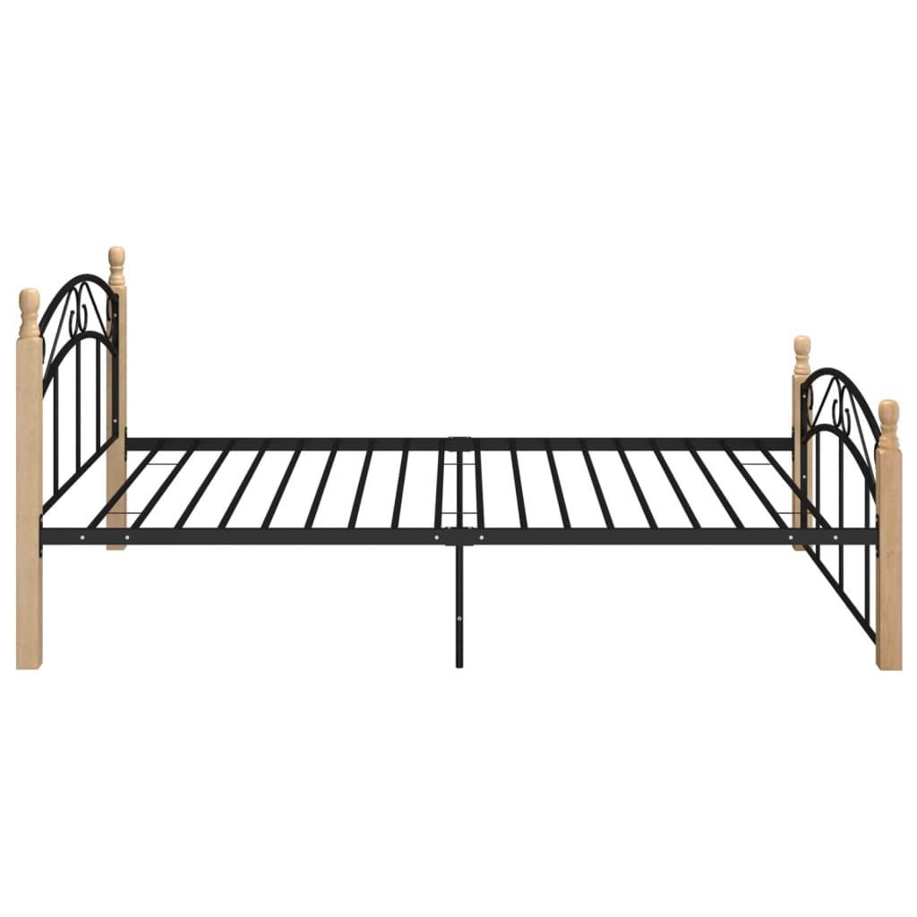 vidaXL Estructura de cama metal y madera maciza de roble 120x200 cm
