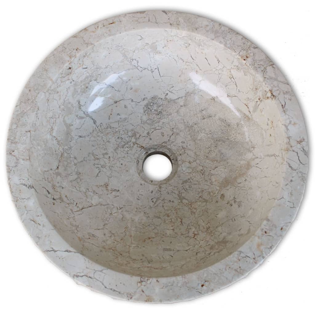 vidaXL Lavabo de mármol 40 cm color crema