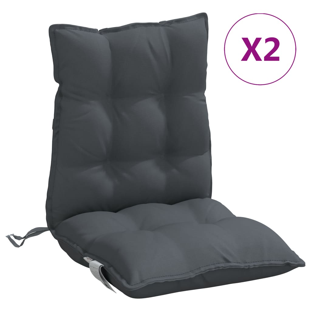 vidaXL Cojines de silla respaldo bajo 2 uds tela Oxford gris antracita