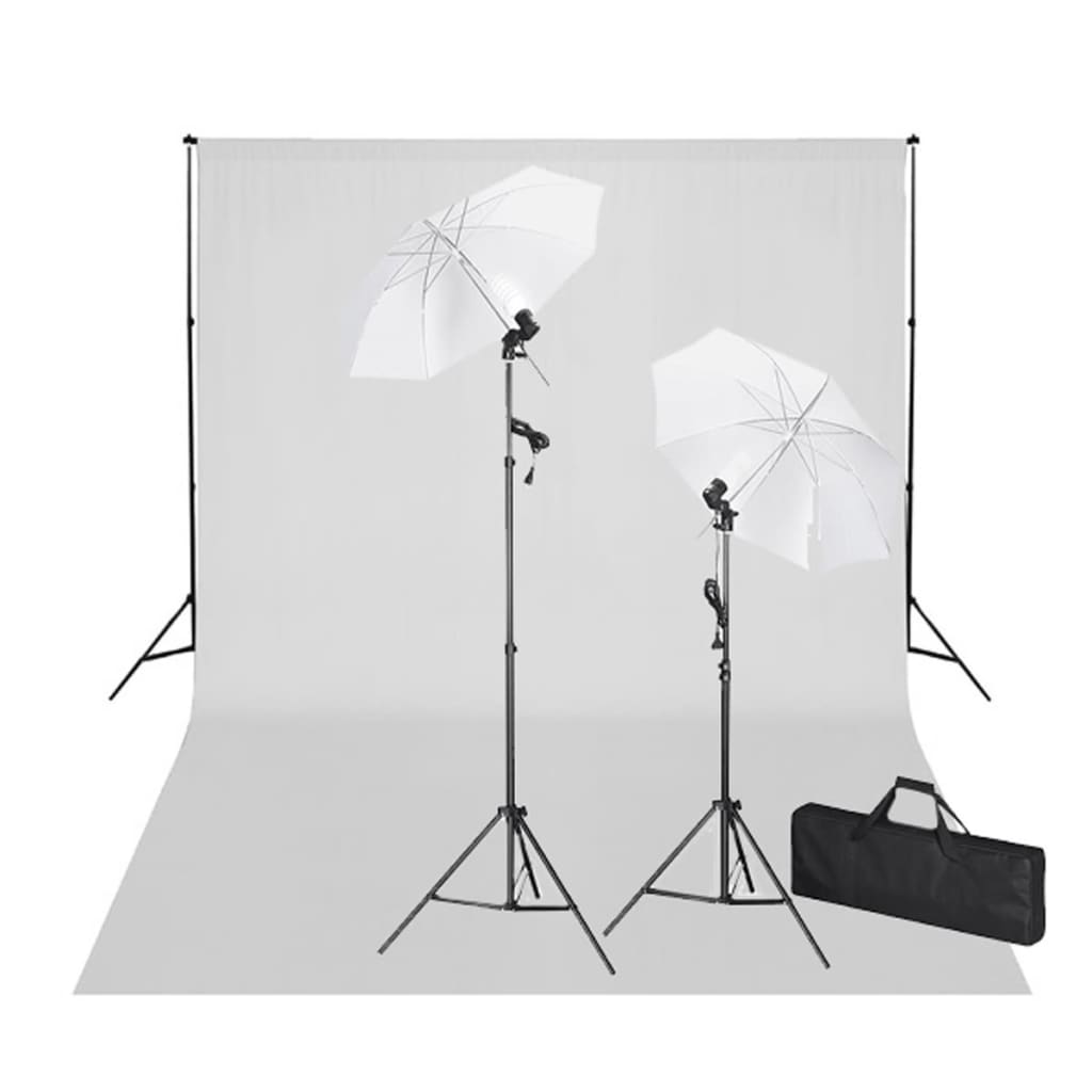 vidaXL Kit de estudio telón fondo blanco 600x300 cm y luces