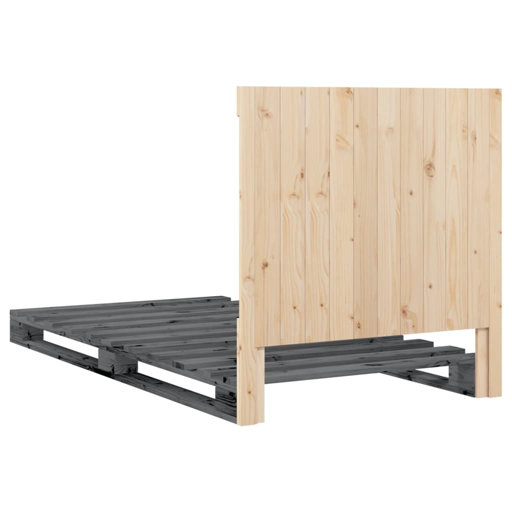 vidaXL Estructura de cama con cabecero madera de pino gris 100x200cm