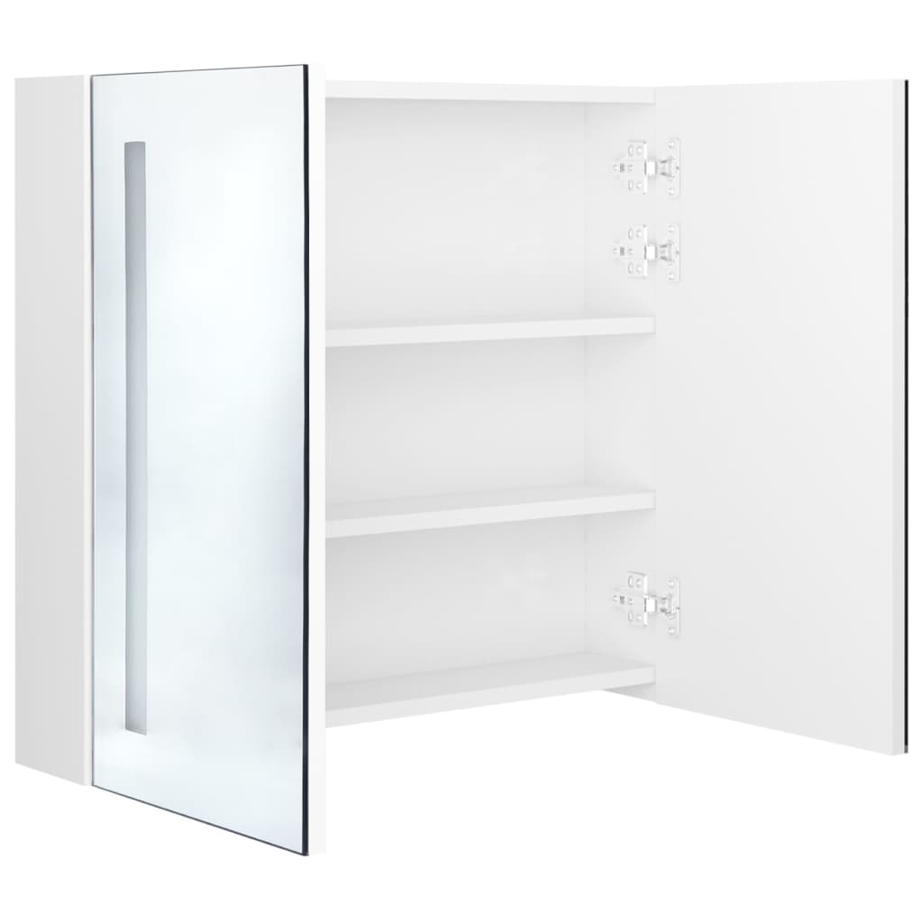 vidaXL Armario de baño con espejo LED blanco brillante 62x14x60 cm