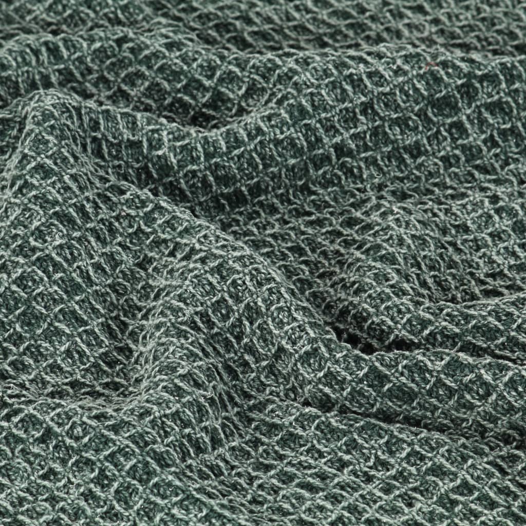 vidaXL Manta de algodón verde oscuro 125x150 cm