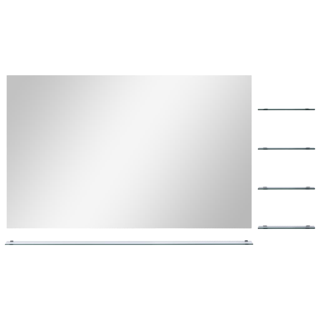 vidaXL Espejo de pared con estante vidrio templado 100x60 cm