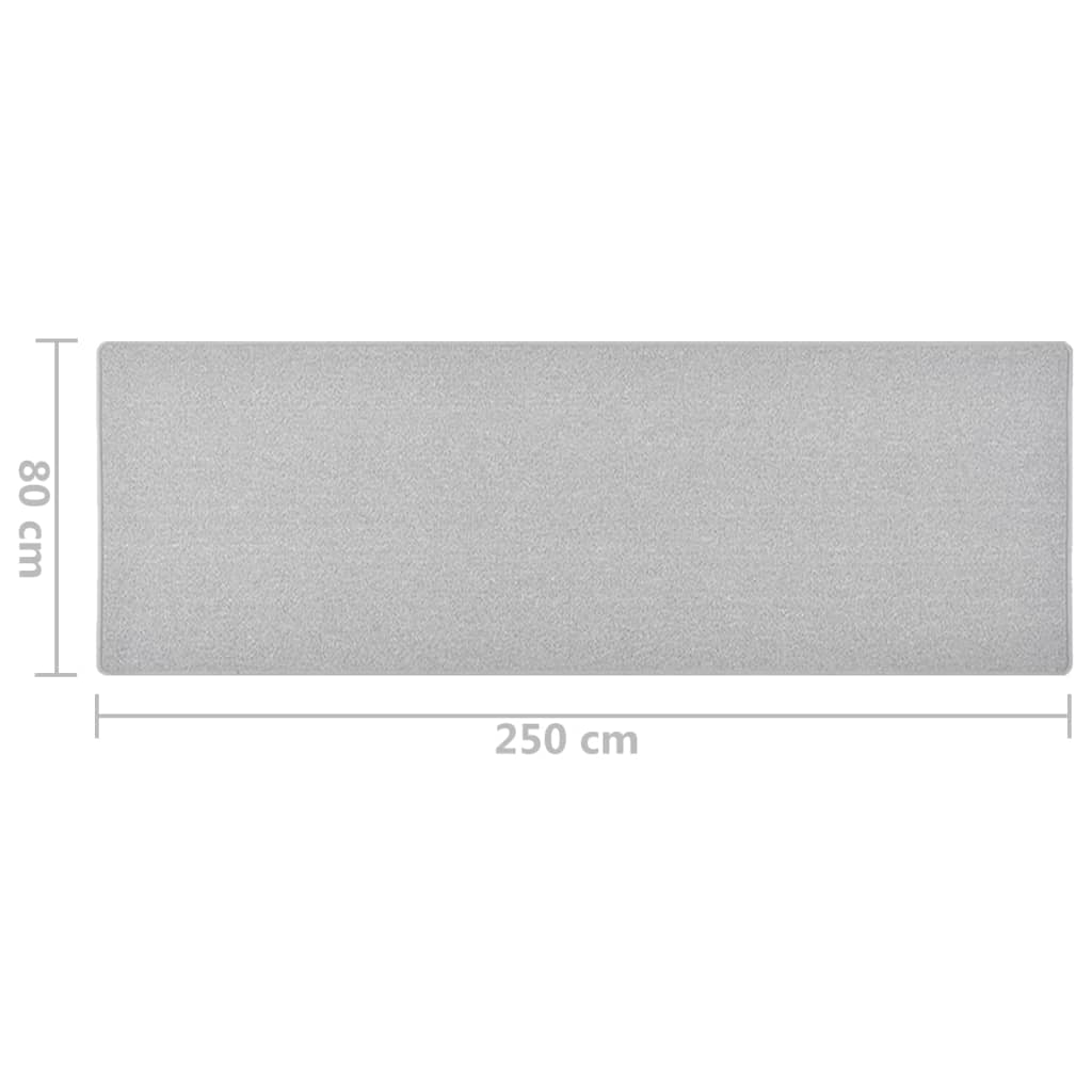vidaXL Alfombra de pasillo gris claro 80x250 cm
