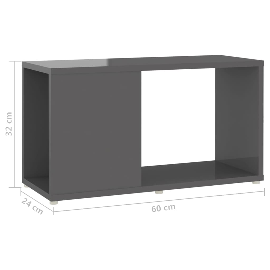 vidaXL Mueble de TV madera contrachapada gris brillante 60x24x32 cm