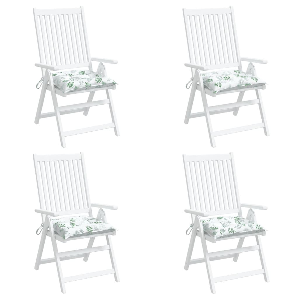 vidaXL Cojines para silla 4 uds tela estampado de hojas 40x40x7 cm