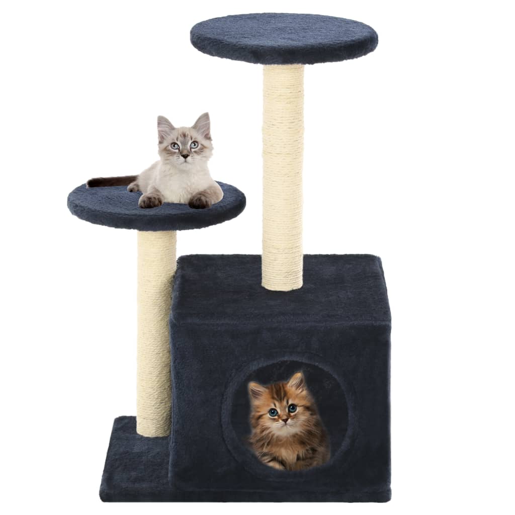 vidaXL Rascador para gatos con poste de sisal azul oscuro 60 cm