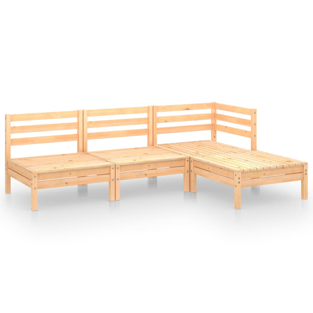 vidaXL Juego de muebles de jardín 4 piezas madera maciza pino