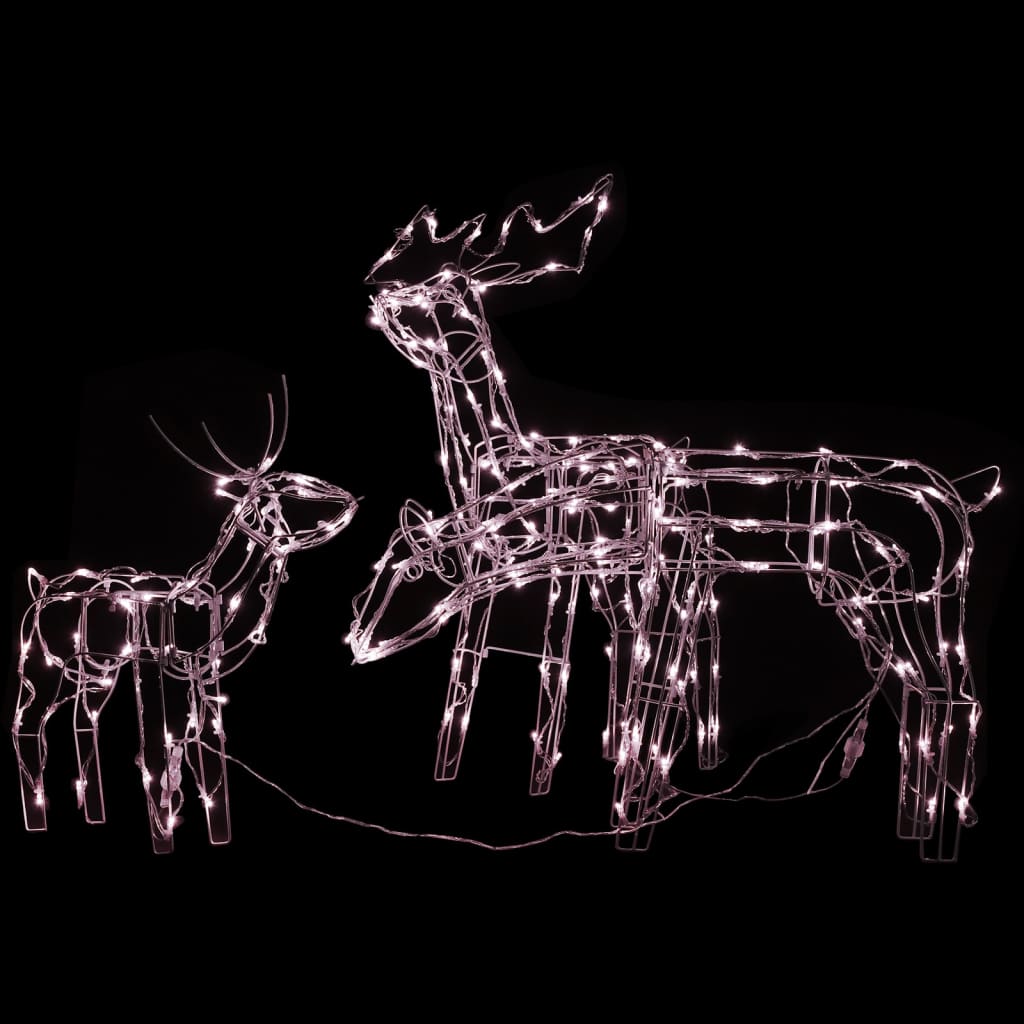 vidaXL Renos de Navidad con luz 3 piezas 229 LED