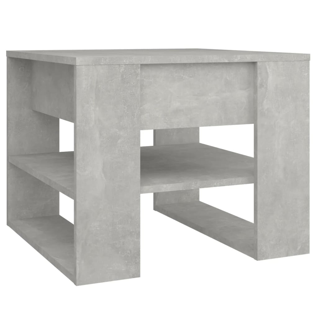 vidaXL Mesa de centro madera contrachapada gris hormigón 55,5x55x45 cm