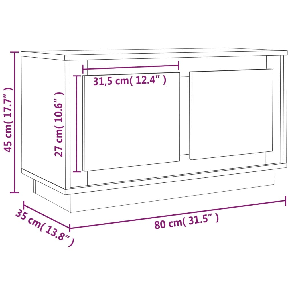 vidaXL Mueble para TV madera contrachapada roble ahumado 80x35x45 cm