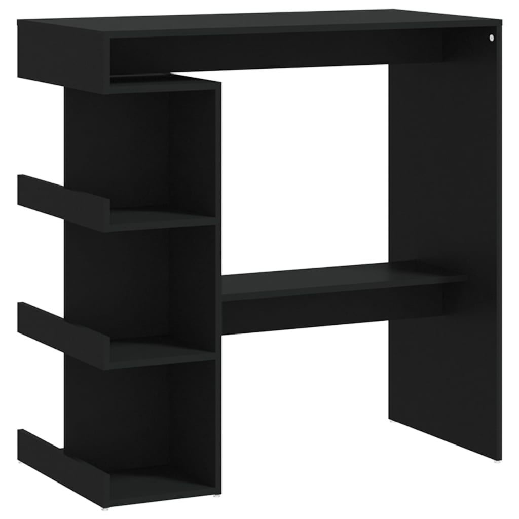 vidaXL Mesa bar estante almacenaje contrachapada negro 100x50x101,5 cm