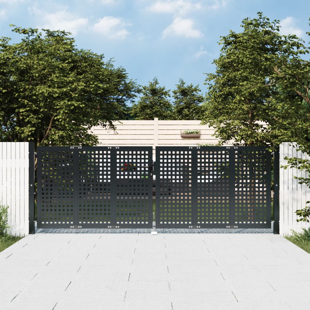 vidaXL Puerta de jardín acero gris antracita 300x125 cm
