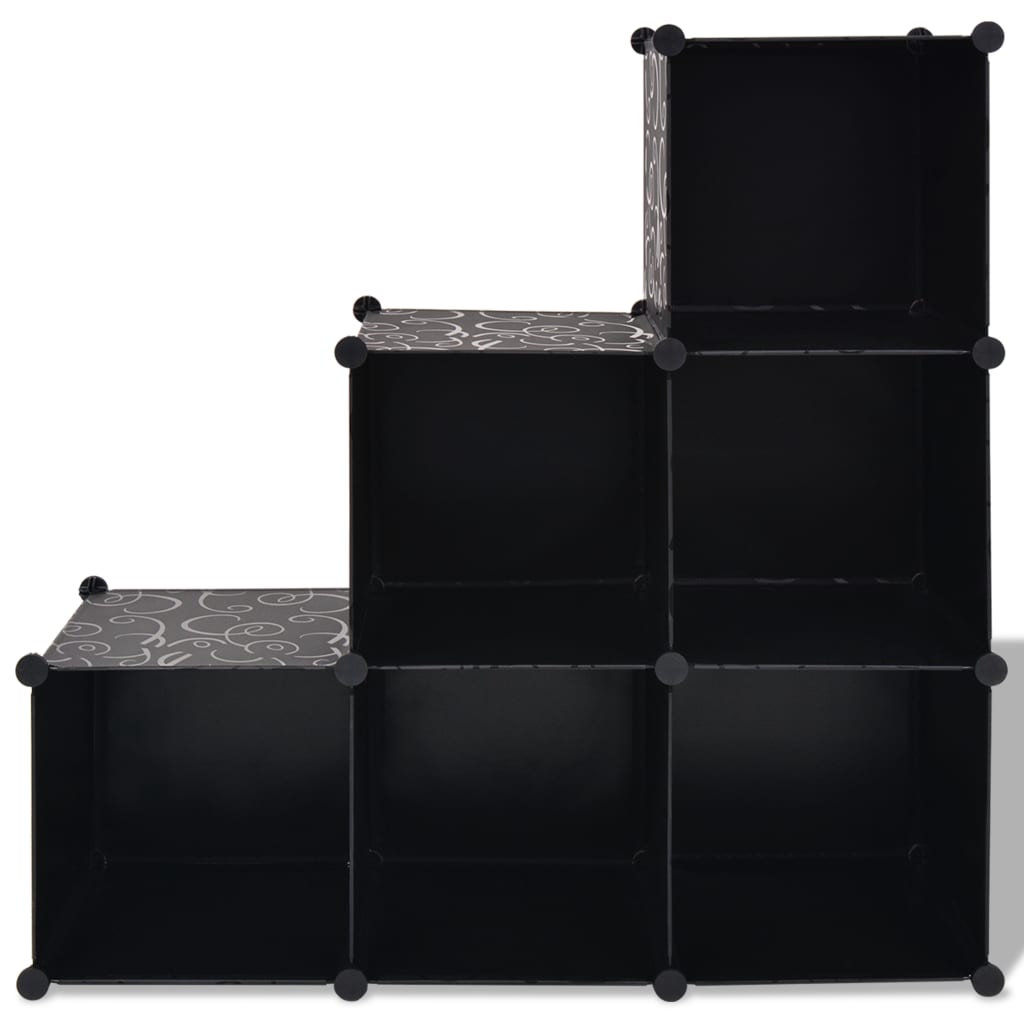 vidaXL Estantería de cubos con 6 compartimentos negro