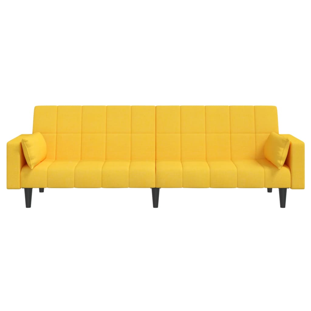 vidaXL Sofá cama de 2 plazas con dos almohadas tela color amarillo