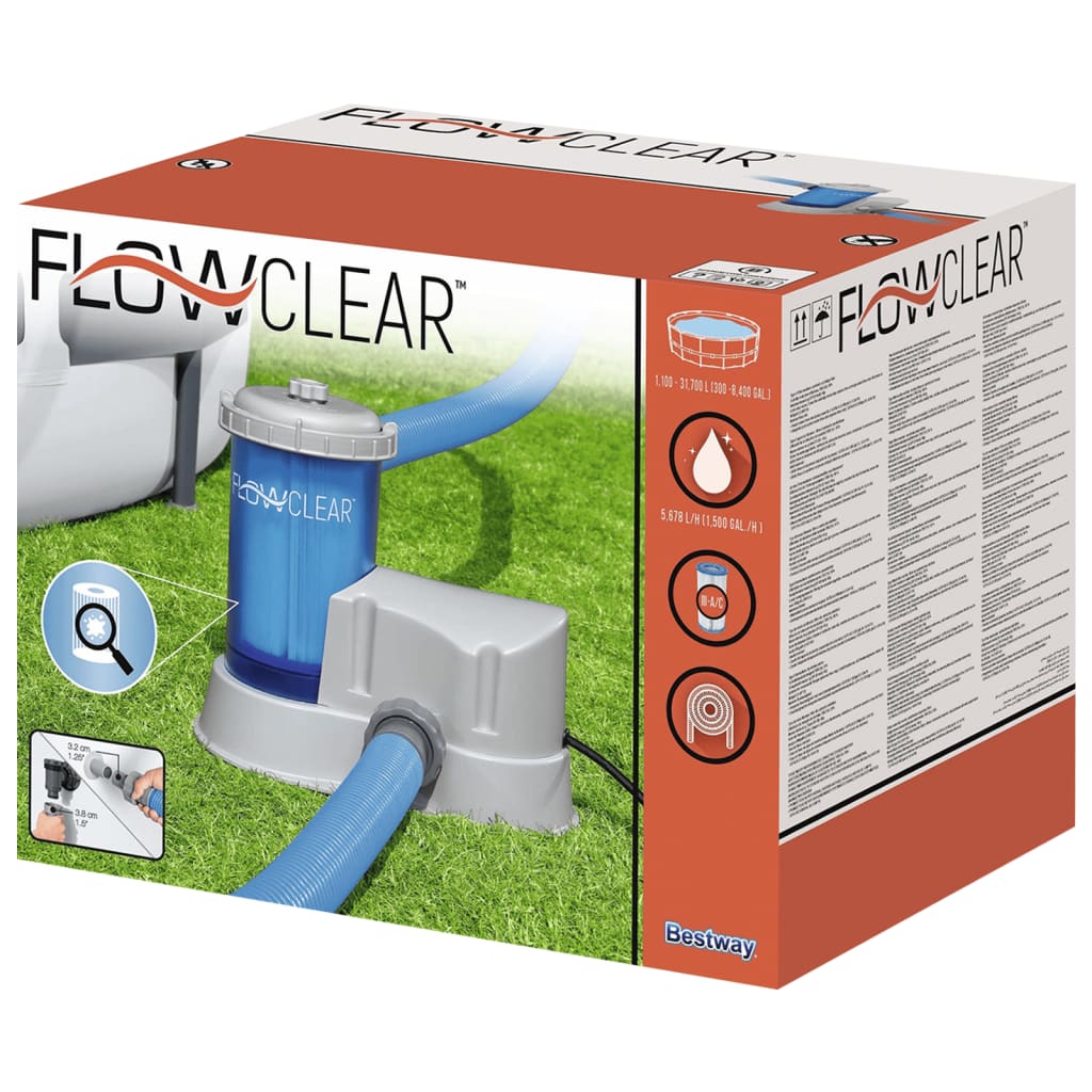 Bestway Depuradora de cartucho transparente Flowclear