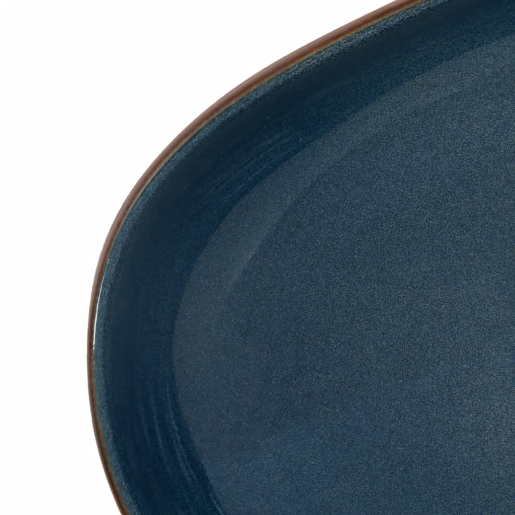 vidaXL Lavabo sobre encimera ovalado cerámica marrón y azul 59x40x14cm