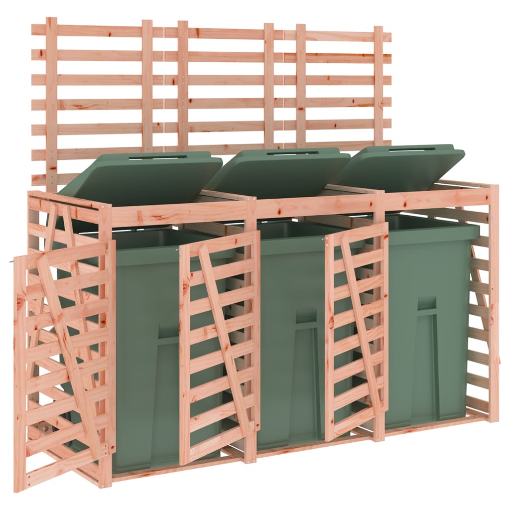 vidaXL Cobertizo triple para cubos de basura madera de abeto Douglas