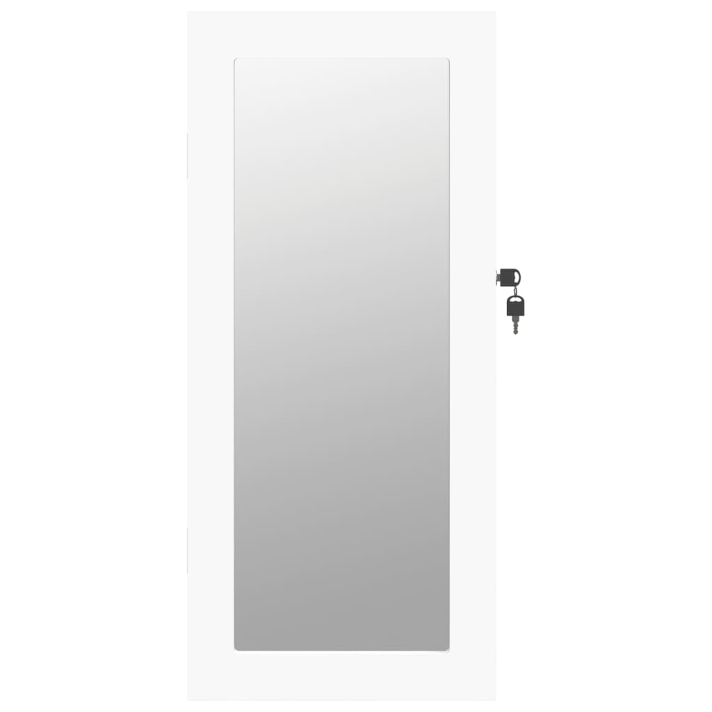 vidaXL Espejo con joyero de pared blanco 30x8,5x67 cm