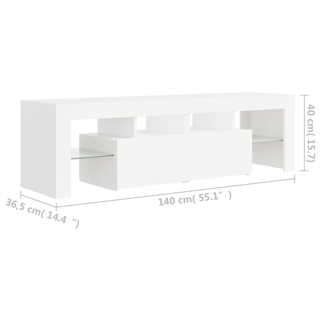 vidaXL Mueble de TV con luces LED blanco 140x36,6x40 cm