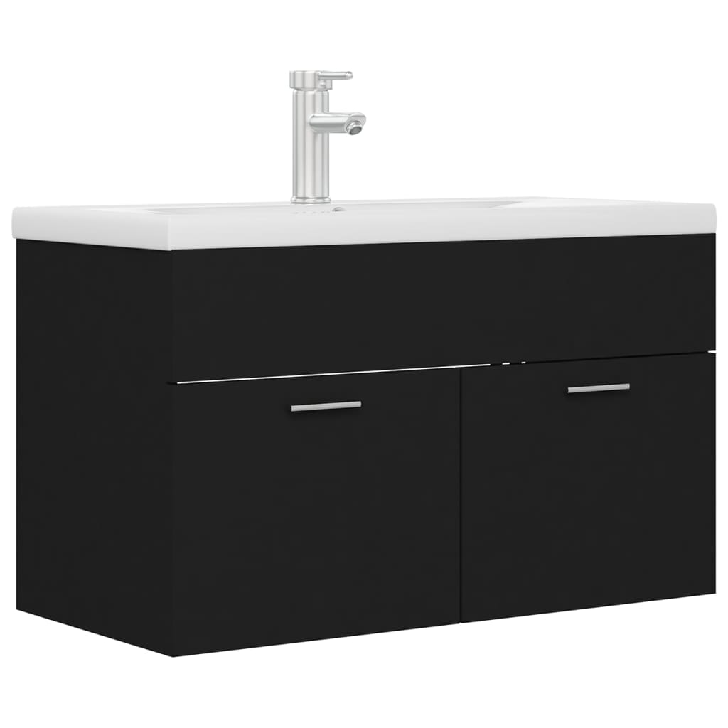 vidaXL Mueble con lavabo madera de ingeniería negro