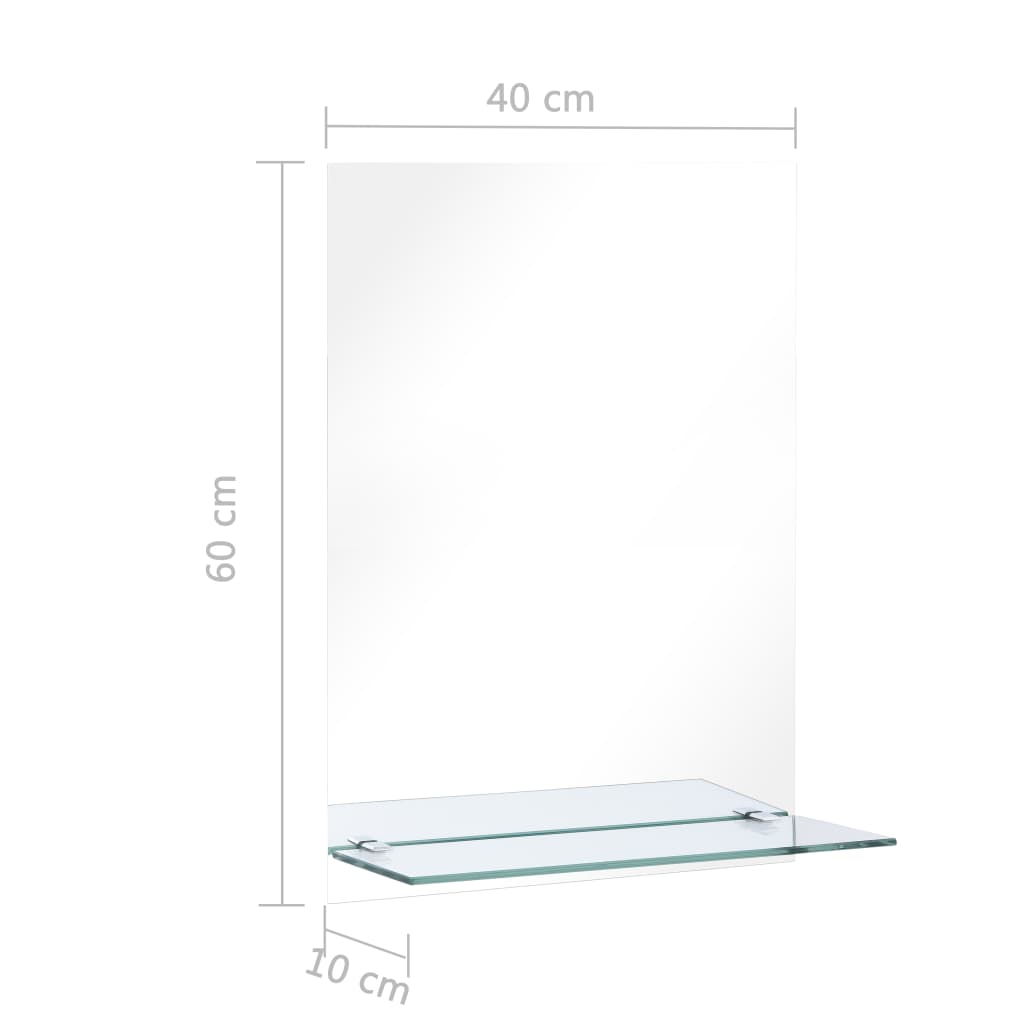 vidaXL Espejo de pared con estante de vidrio templado 40x60 cm