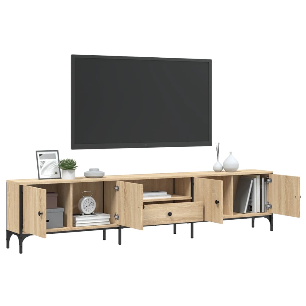 vidaXL Mueble de TV cajón madera ingeniería roble Sonoma 200x25x44 cm