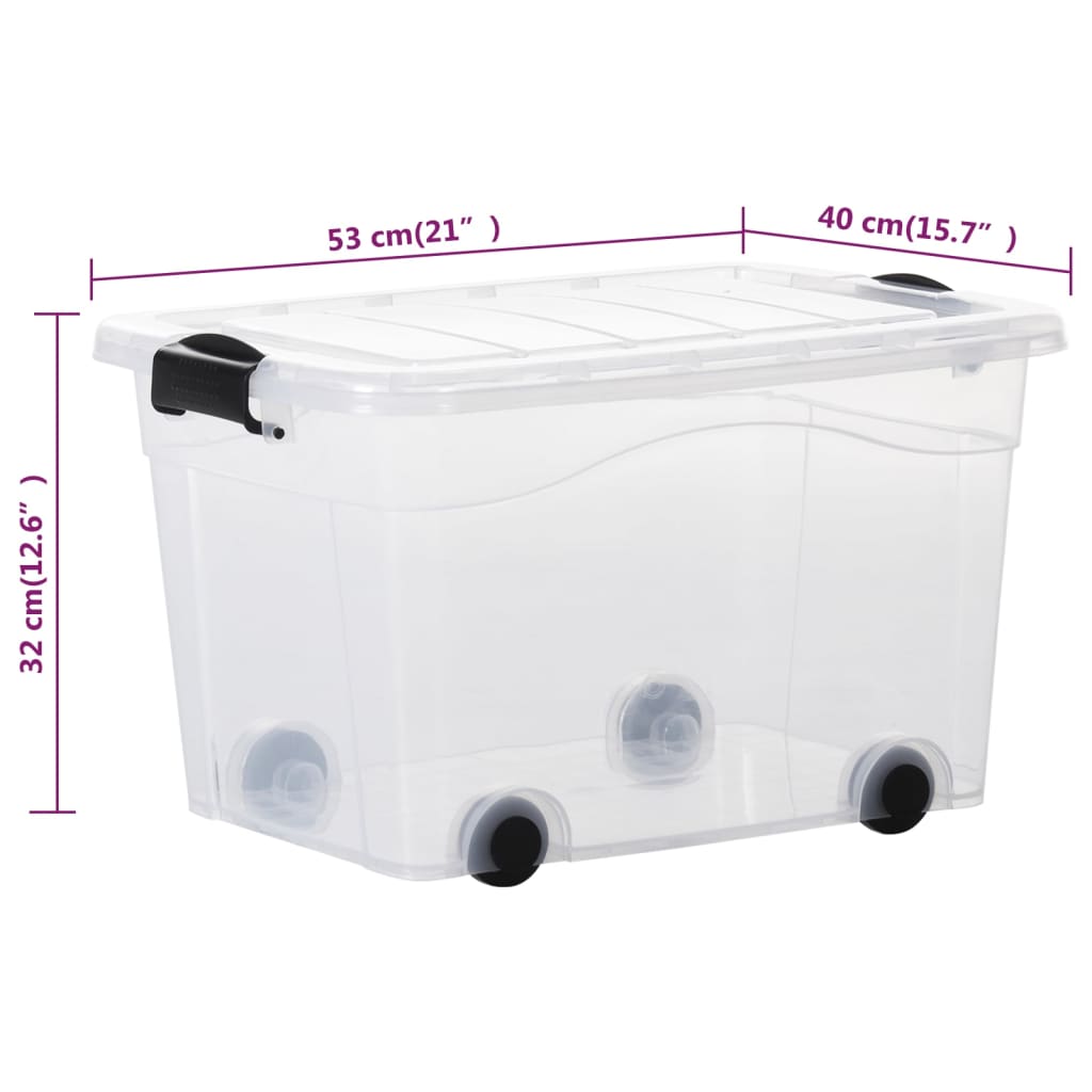 vidaXL Cajas de almacenamiento con tapa 2 unidades transparente 40 L